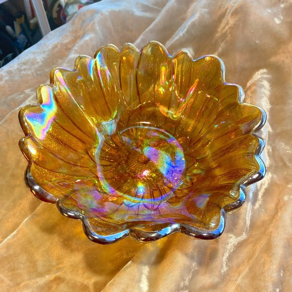 Other - VINTAGE CARNIVAL GLASS SUNFLOWER BOWL
